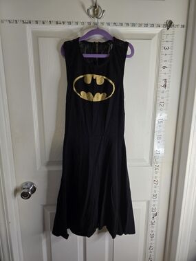 Batman DC Comics Girls Dress YLG Black Gold Logo Skater Dress Lace Back